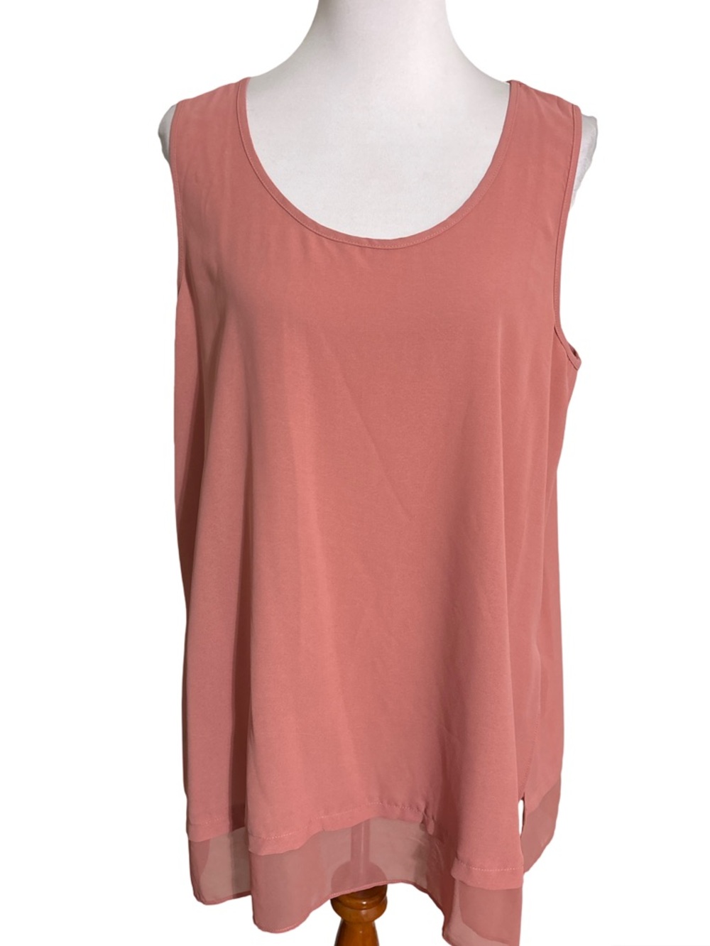 MarlaWynne Sleeveless Chiffon Hem Tank Dusty Rose